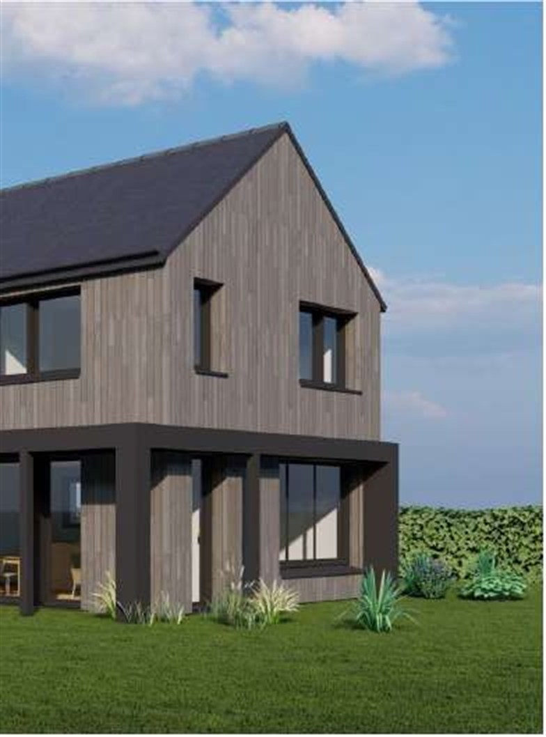 Maison contemporaine neuve à Saint-Cast-le-Guildo, perspective du projet THIRION